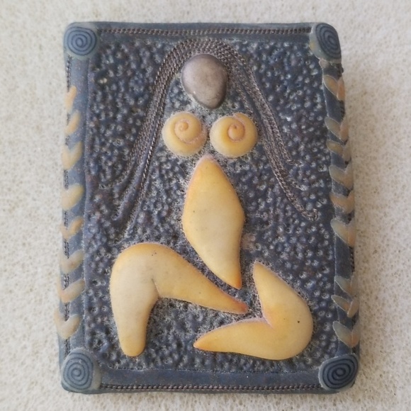 Goddess Pin Rectangle Shape Polymer Clay Broach - Picture 3 of 6